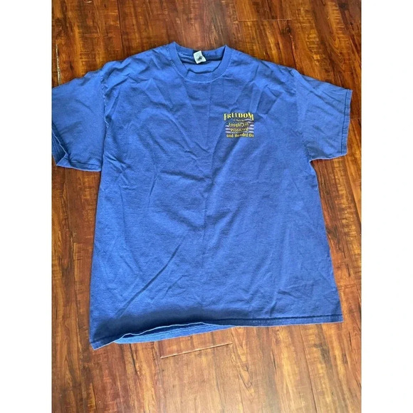 Freedom Mens T Shirt Sz XL Ronald Reagan Eagle Flag USA Patriotic America Blue - Picture 2 of 10